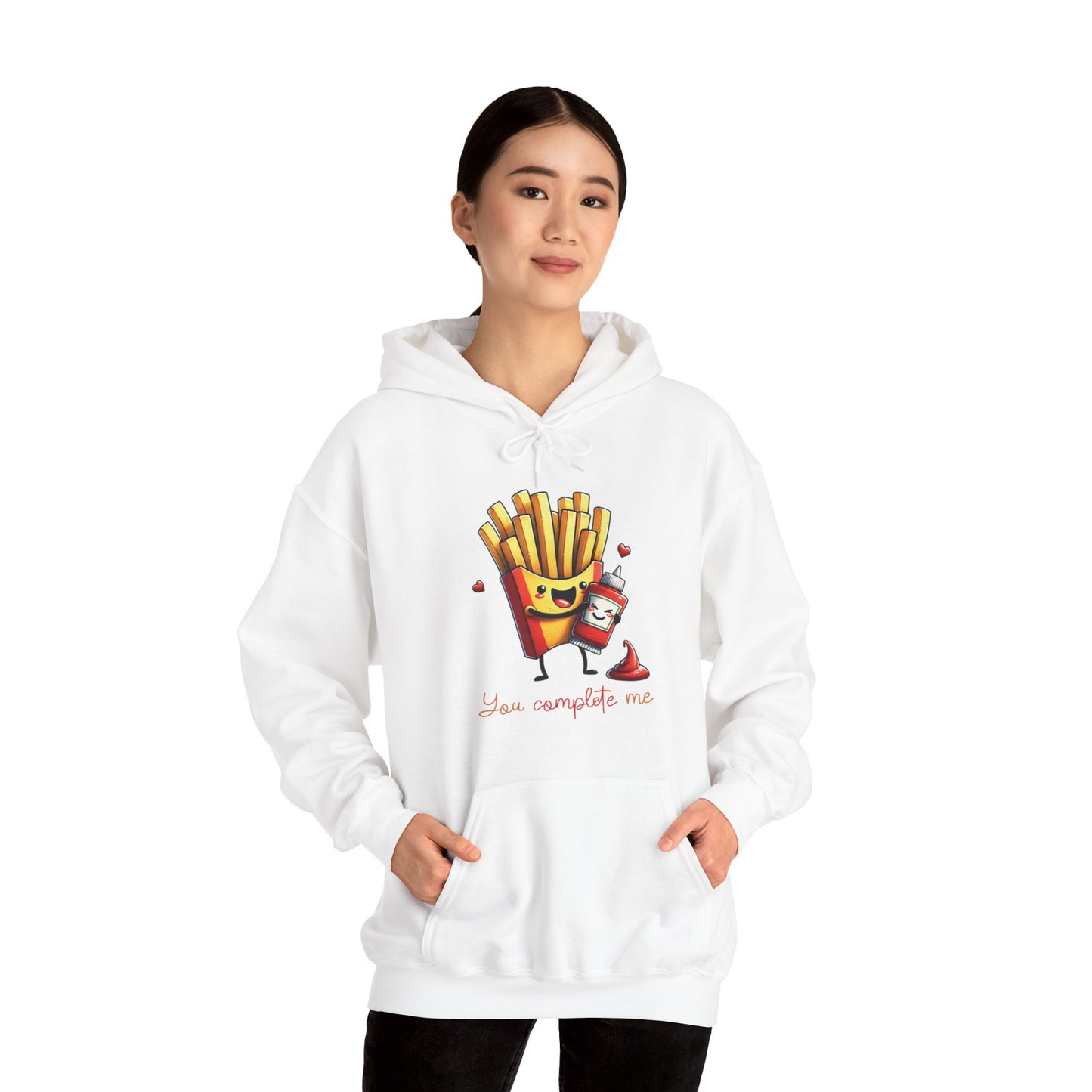 Fries with Ketchup You Complete Me Hoodie - Foodie Gift, Funny Hooded Sweatshirt