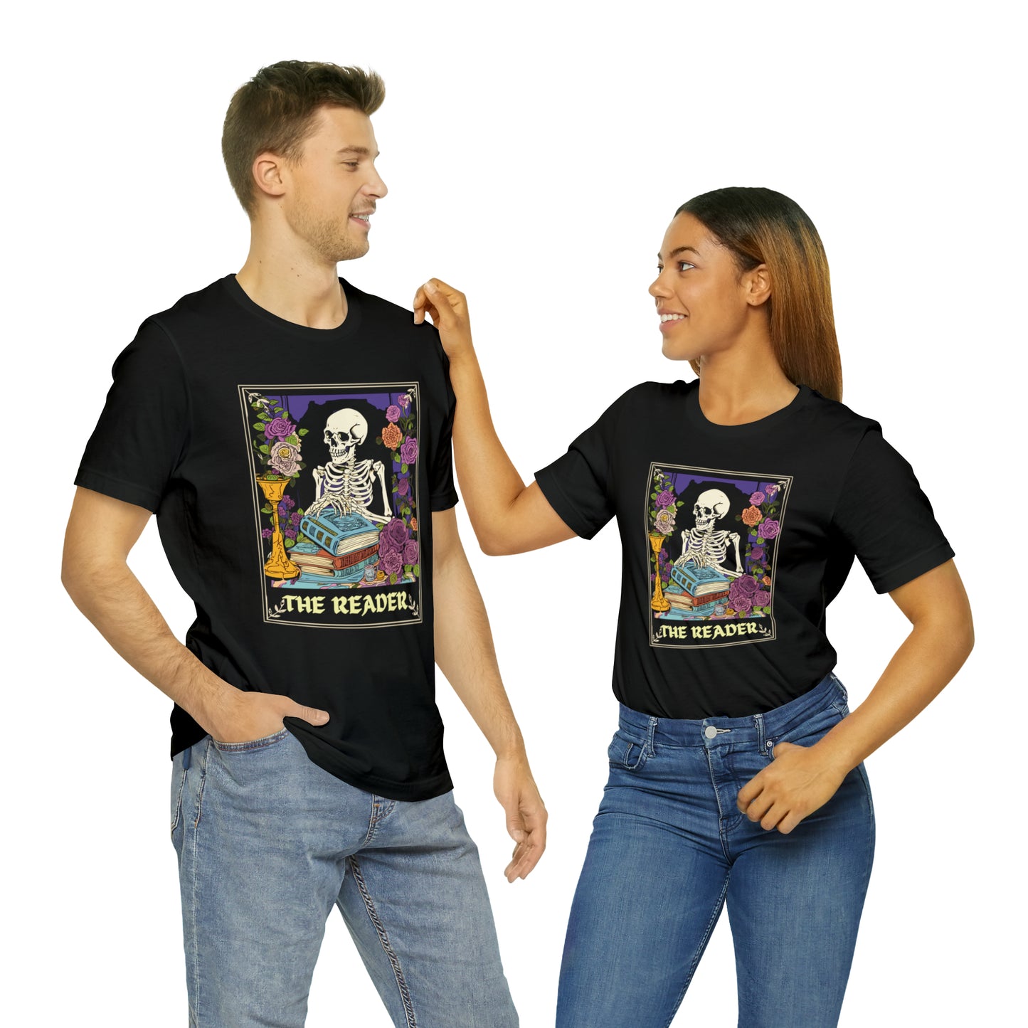 Skeleton Tarot Card T-shirt - 'The Reader' - Mystical and Unique Tee -Tarot Gift Tshirt, Unisex Jersey Short Sleeve Tee