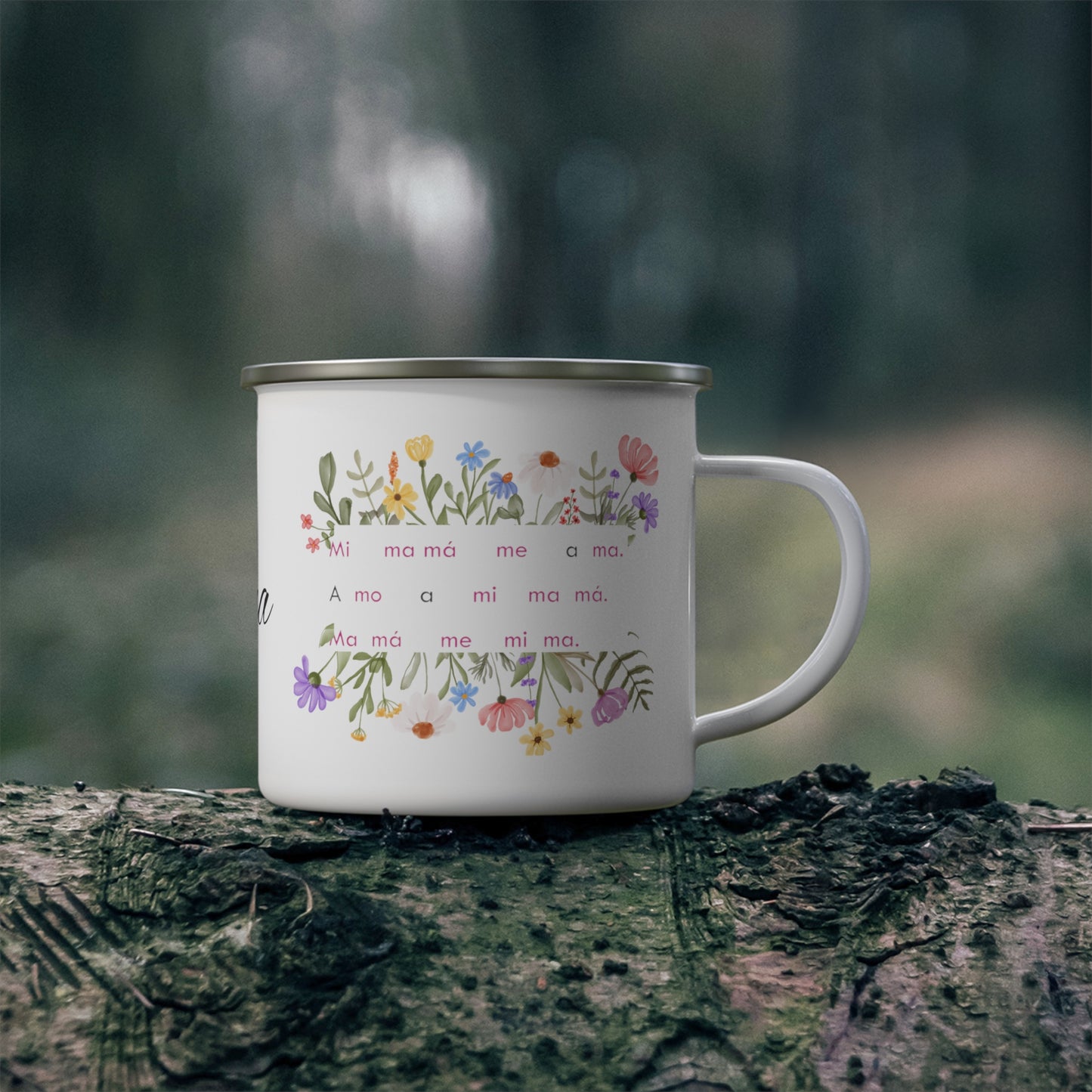 Personalized Spanish Mom Enamel Camping Mug