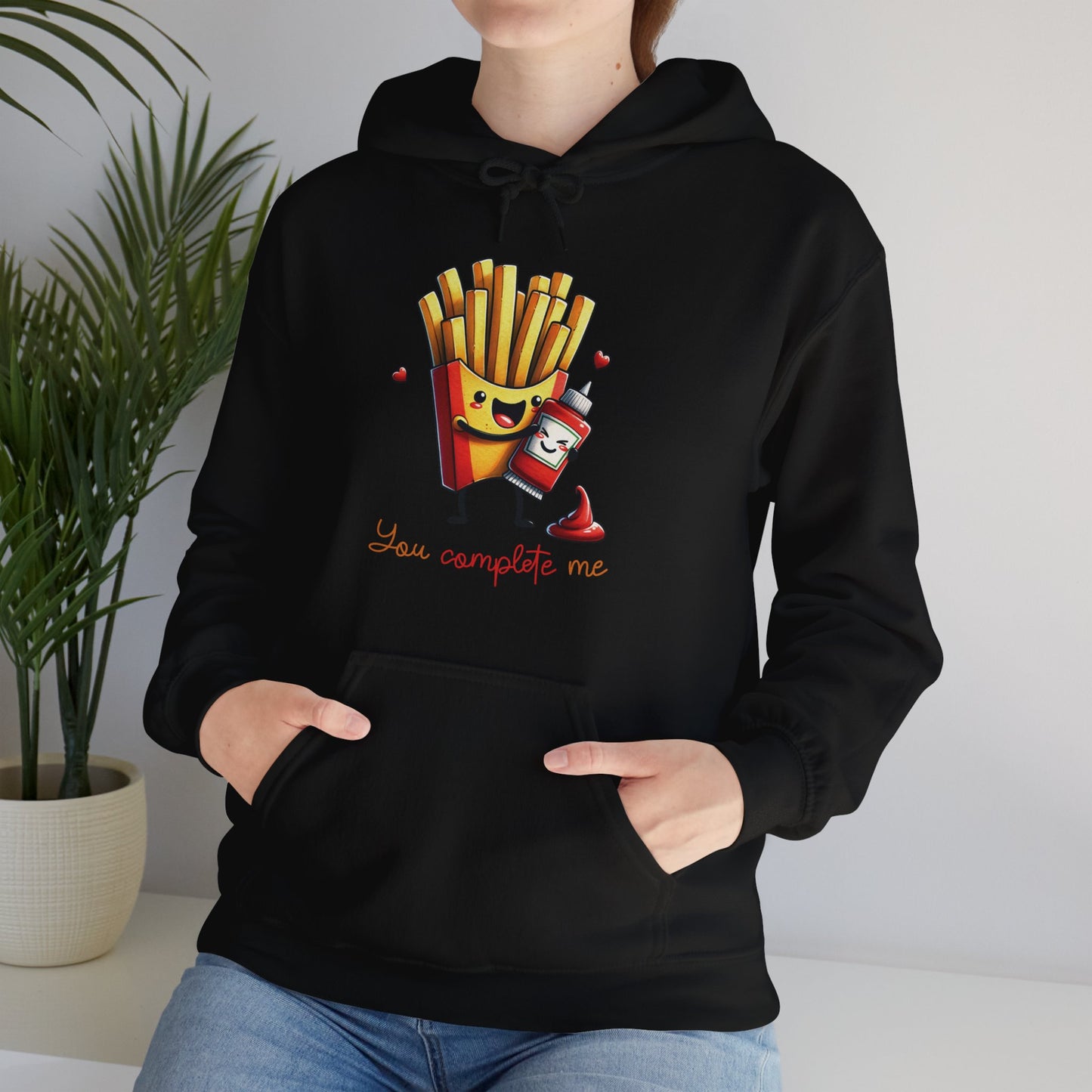 Fries with Ketchup You Complete Me Hoodie - Foodie Gift, Funny Hooded Sweatshirt