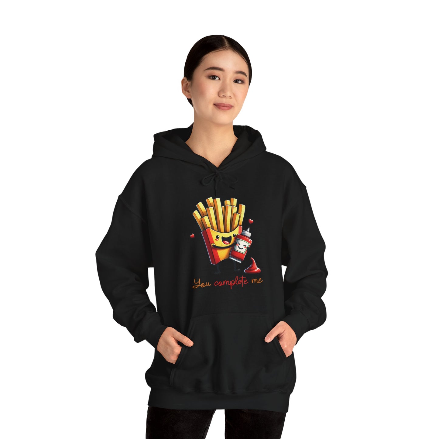 Fries with Ketchup You Complete Me Hoodie - Foodie Gift, Funny Hooded Sweatshirt