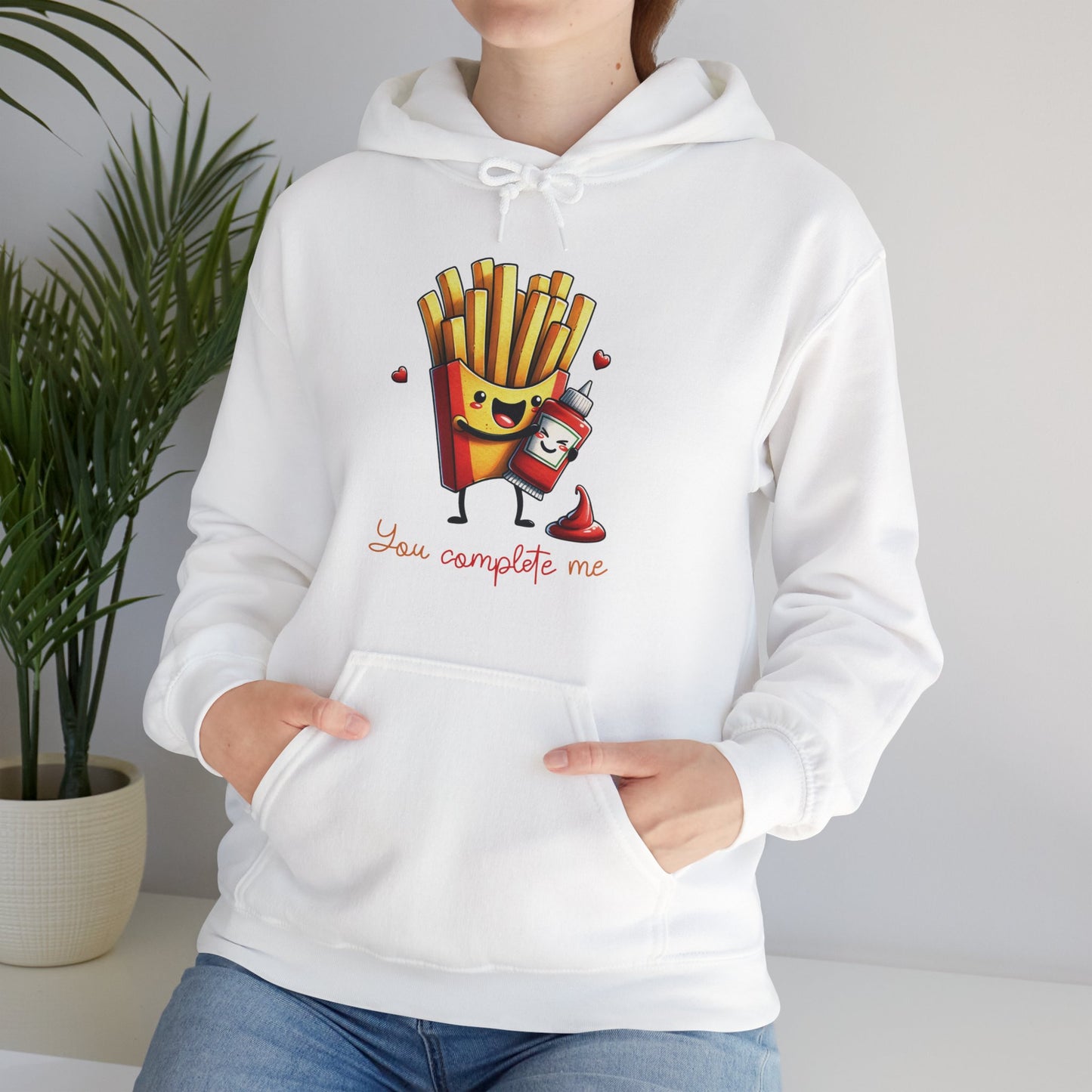 Fries with Ketchup You Complete Me Hoodie - Foodie Gift, Funny Hooded Sweatshirt