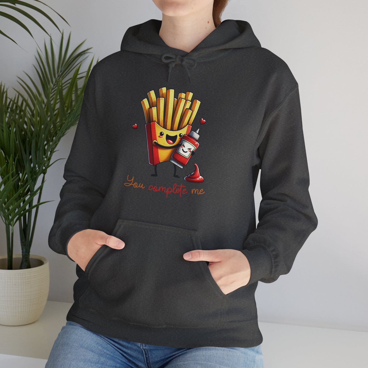 Fries with Ketchup You Complete Me Hoodie - Foodie Gift, Funny Hooded Sweatshirt