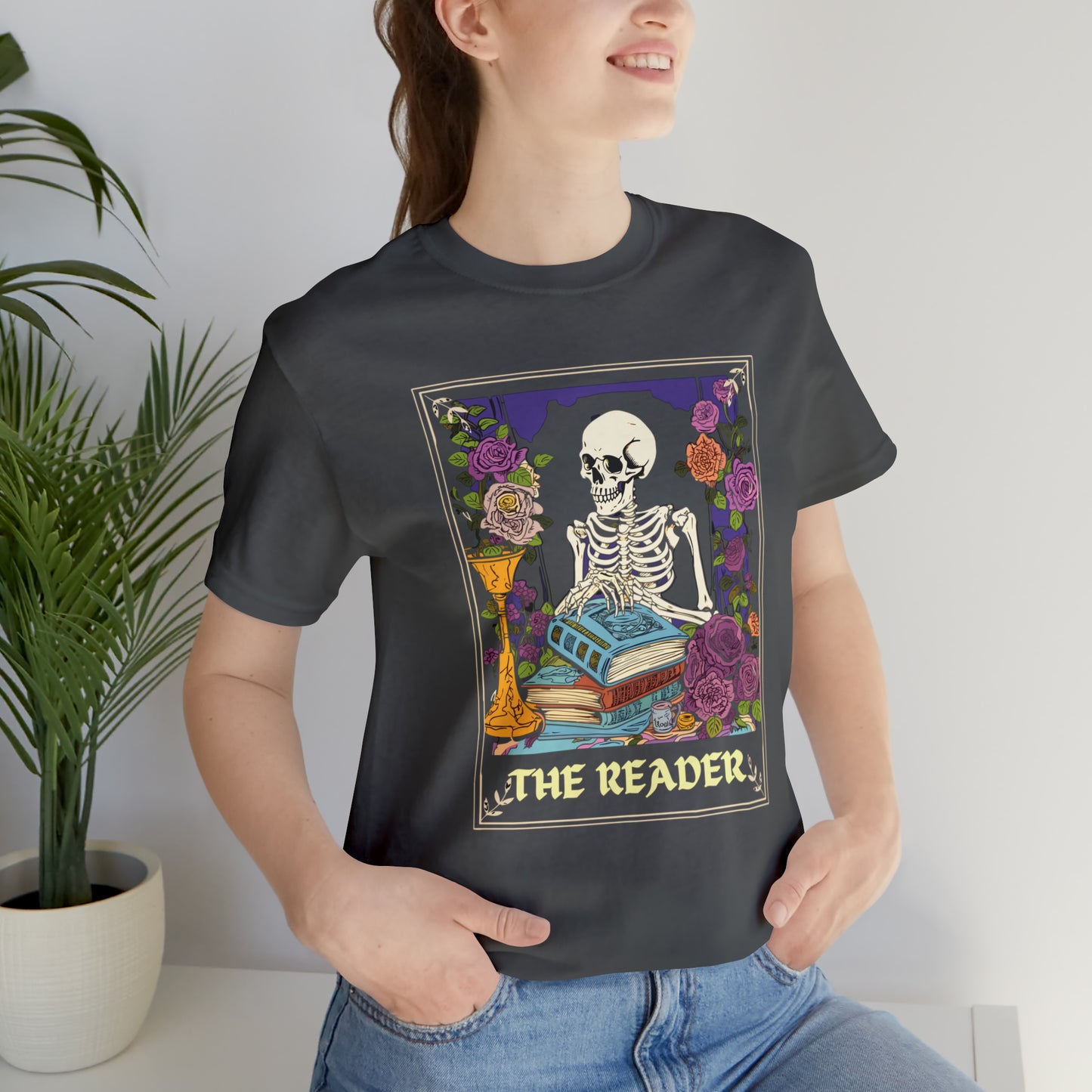 Skeleton Tarot Card T-shirt - 'The Reader' - Mystical and Unique Tee -Tarot Gift Tshirt, Unisex Jersey Short Sleeve Tee