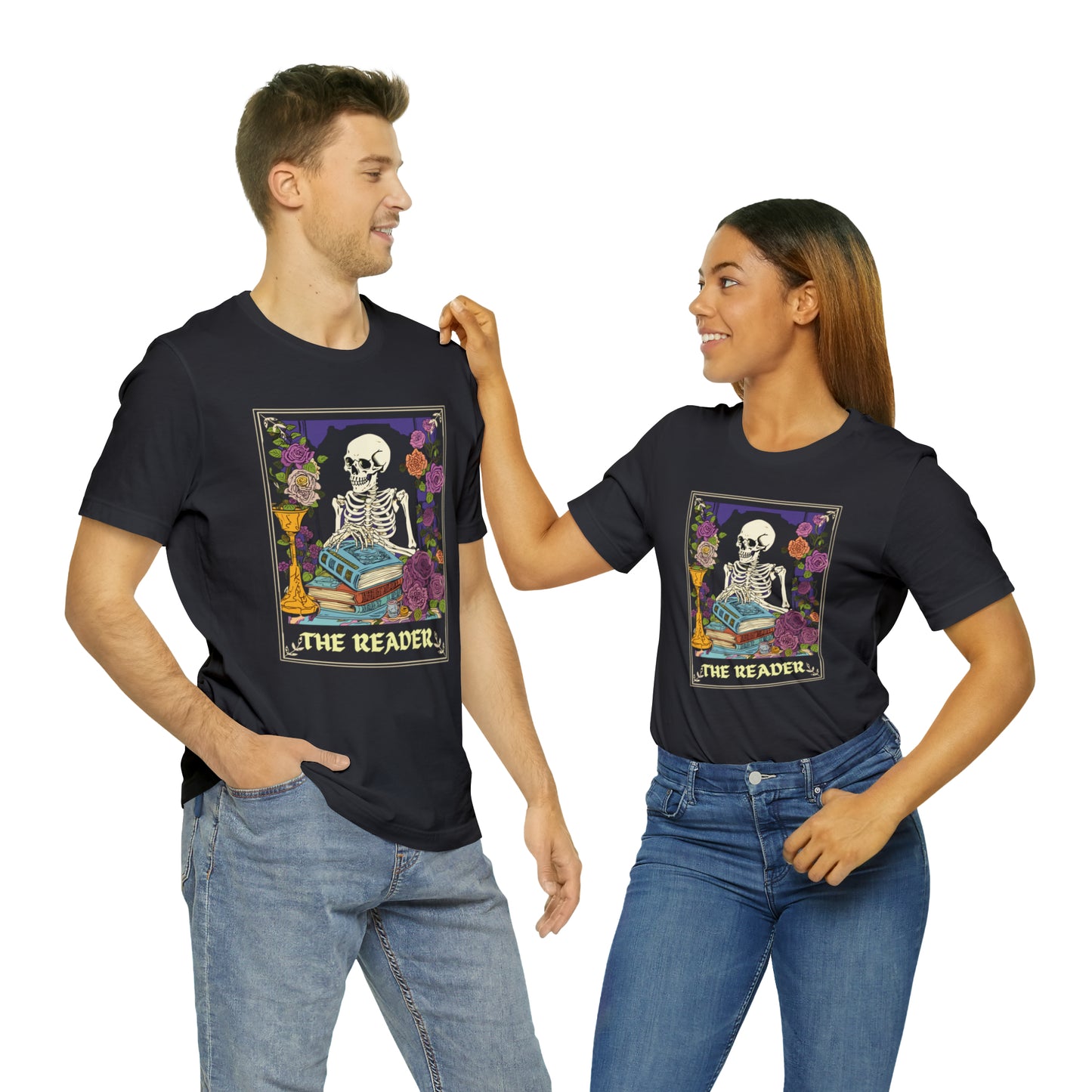 Skeleton Tarot Card T-shirt - 'The Reader' - Mystical and Unique Tee -Tarot Gift Tshirt, Unisex Jersey Short Sleeve Tee