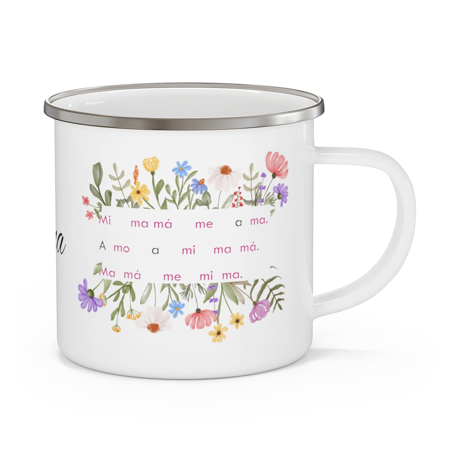 Personalized Spanish Mom Enamel Camping Mug