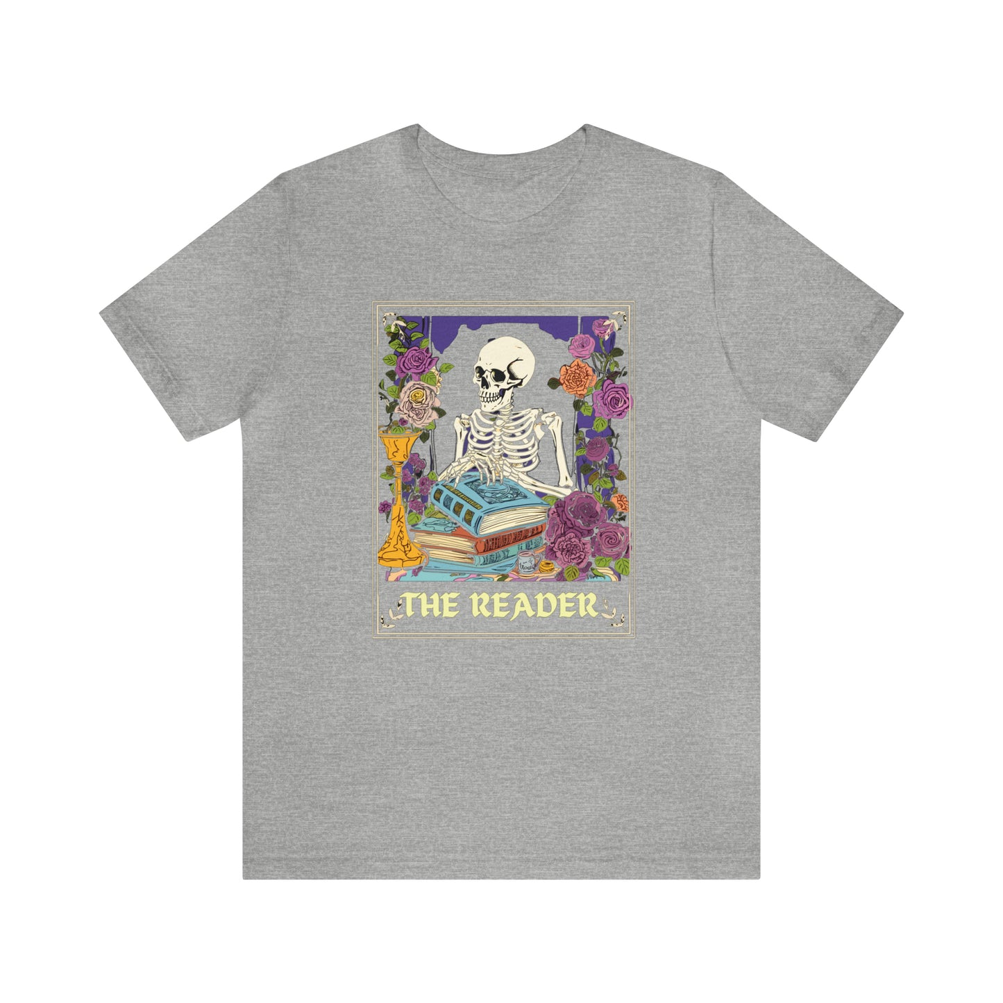 Skeleton Tarot Card T-shirt - 'The Reader' - Mystical and Unique Tee -Tarot Gift Tshirt, Unisex Jersey Short Sleeve Tee