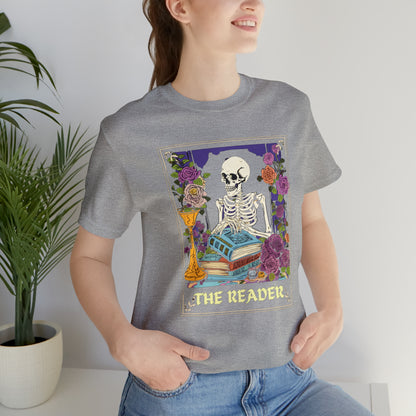 Skeleton Tarot Card T-shirt - 'The Reader' - Mystical and Unique Tee -Tarot Gift Tshirt, Unisex Jersey Short Sleeve Tee