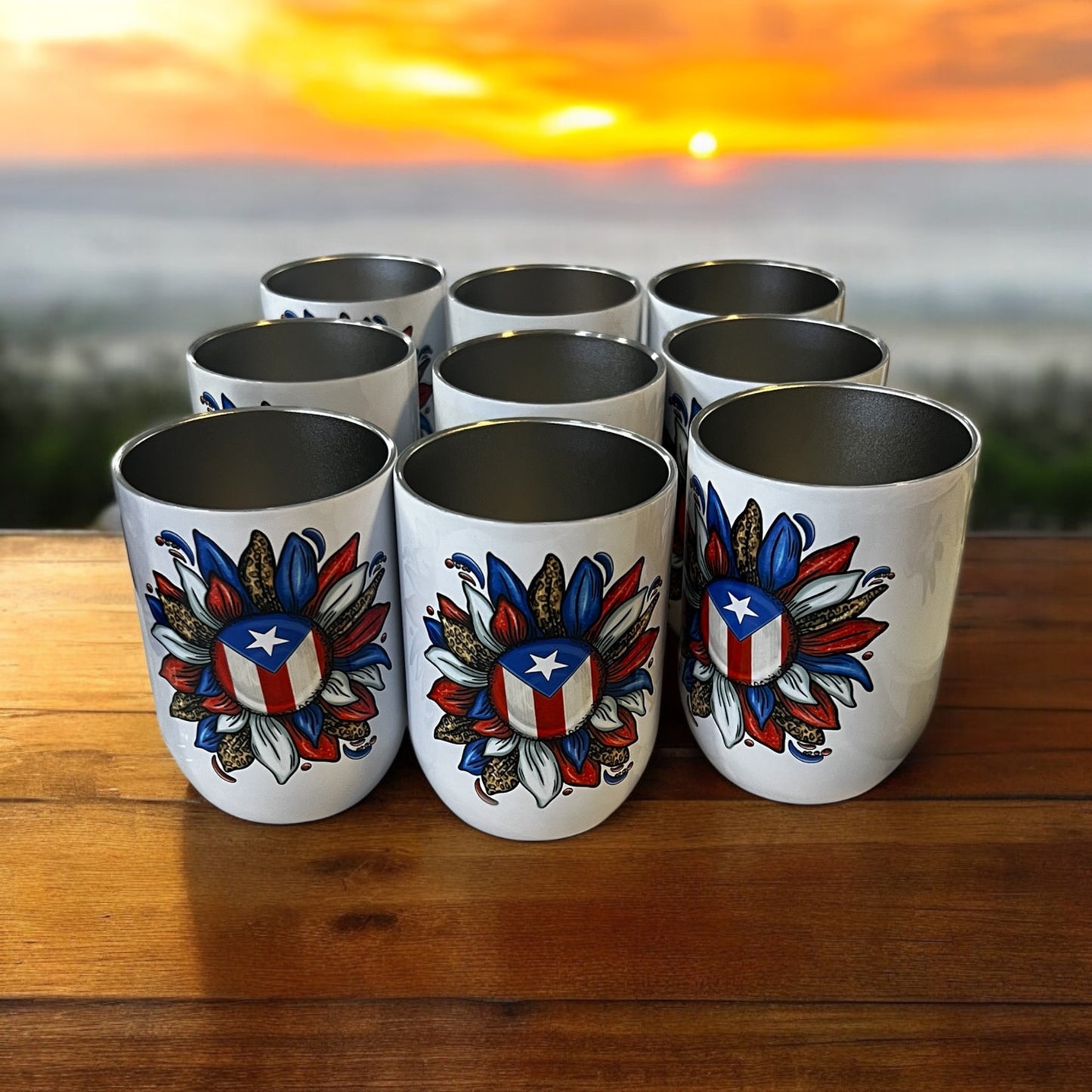 PUERTO RICO SUNFLOWER WINE TUMBLER