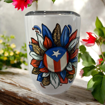 PUERTO RICO SUNFLOWER WINE TUMBLER